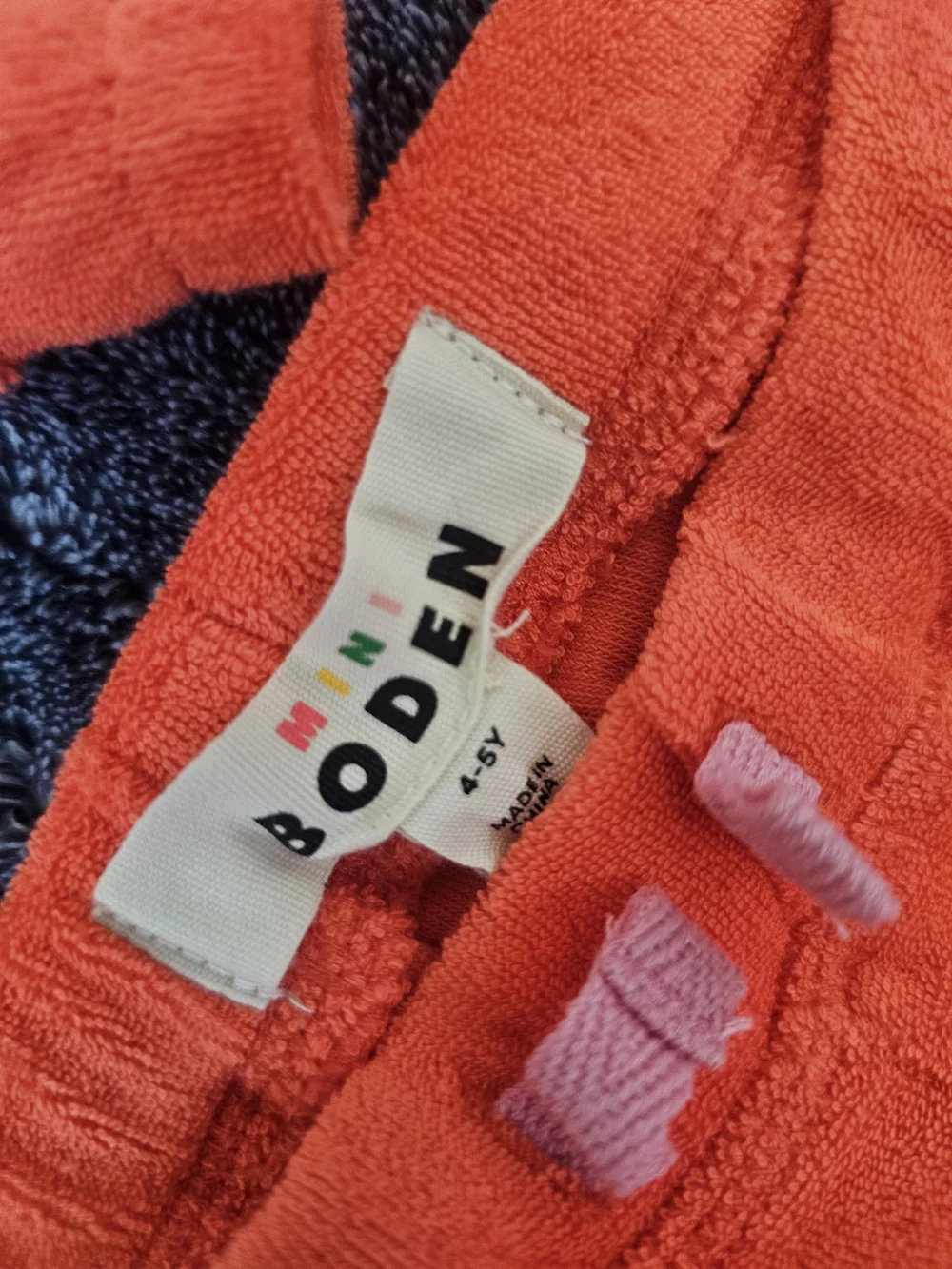 Mini Boden Coral Terry Set with Pink Flower Details